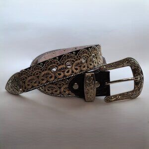 Genuine Leather Studded & Embroidered Belt-Refurbished